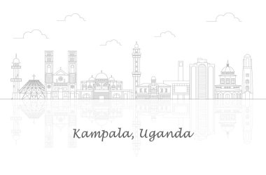 Uganda, Kampala şehrinin Skyline ana hatları - vektör illüstrasyonu