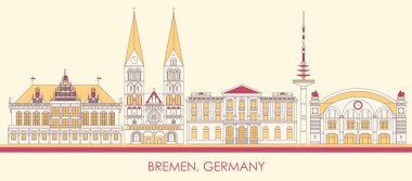 Cartoon Skyline panorama of city of Bremen, Germany  - vector illustration
