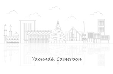 Yaound, Kamerun şehrinin Skyline görünümü - vektör illüstrasyonu
