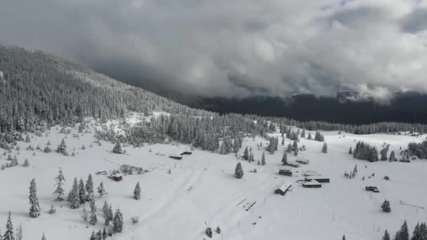 Amazing Aerial Winter View Rila Mountain Belmeken Dam Bulgaria — Αρχείο Βίντεο