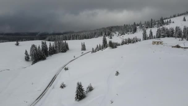 Amazing Aerial Winter View Rila Mountain Belmeken Dam Bulgaria — Stock Video