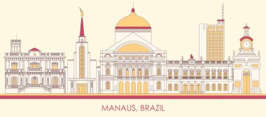 Brezilya 'nın Manaus şehrinin Skyline karikatürü - vektör illüstrasyonu