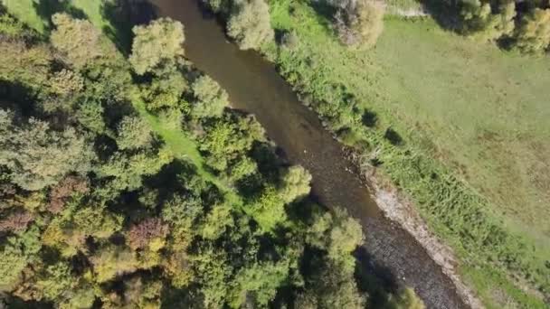 Amazing Aerial View Vit River Passing Village Aglen Lovech Region — Stock Video