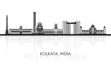 Silhouette Skyline panorama of city of Kolkata, India - vector illustration