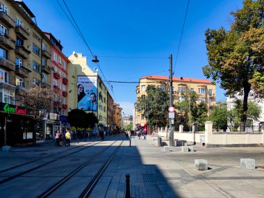 SOFIA, BULGARIA - OCTOBER 3, 2020: Amazing Panoramic view of center of city of Sofia, Bulgaria