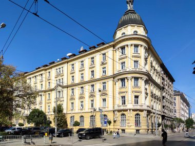 SOFIA, BULGARIA - OCTOBER 3, 2020: Amazing Panoramic view of center of city of Sofia, Bulgaria