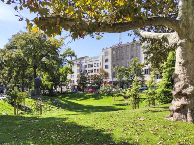 SOFIA, BULGARIA - OCTOBER 3, 2020: Amazing Panoramic view of center of city of Sofia, Bulgaria