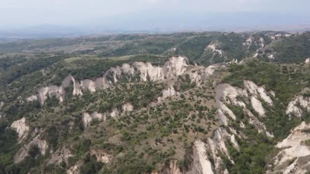 Vista Aérea Das Pirâmides Areia Melnik Região Blagoevgrad Bulgária — Vídeo de Stock