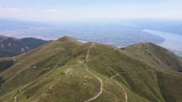 Légi Naplemente Kilátás Belasitsa Mountain Blagoevgrad Régió Bulgária — Stock videók