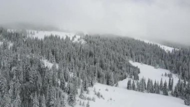 Amazing Aerial winter view of Rila mountain near Belmeken Dam, Bulgaria