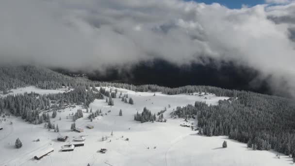 Amazing Aerial Winter View Rila Mountain Belmeken Dam Bulgaria — Stock video