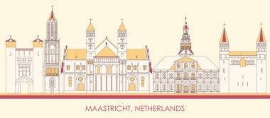 Cartoon Skyline panorama of city of Maastricht, Netherlands  - vector illustration