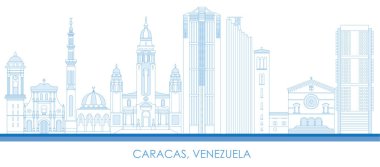 Outline Skyline panorama of city of Caracas, Venezuela - vector illustration