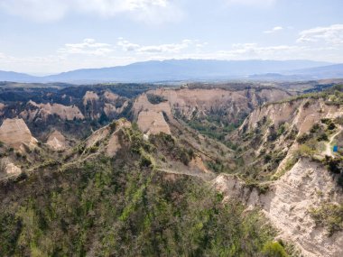Bulgaristan 'ın Blagoevgrad bölgesinin tarihi Melnik kasabasının hava manzarası