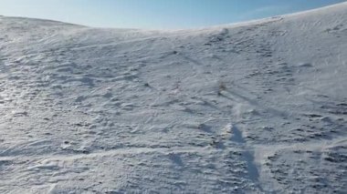 Amazing Aerial winter view of Balkan Mountains around Beklemeto pass, Bulgaria