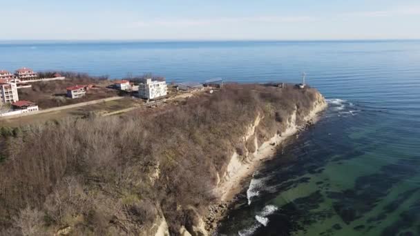 Flygfoto Över Svarta Havskusten Nära Saint Athanasius Udde Varna Region — Stockvideo