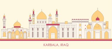 Cartoon Skyline panorama of city of Karbala, Iraq - vector illustration clipart