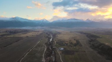 Amazing Aerial Sunset view of Pirin Mountain, Bulgaria