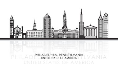 Silhouette Skyline panorama of Philadelphia, Pennsylvania, United States - vector illustration