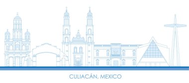 Outline Skyline panorama of city of Culiacan, Mexico - vector illustration