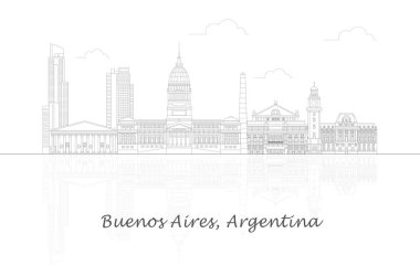 Buenos Aires, Arjantin 'in Skyline ana hatları - vektör illüstrasyonu