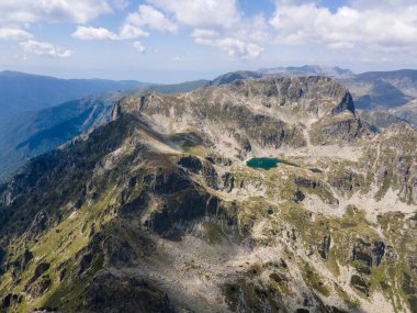 Aerial summer view of Rila Mountain around Lovnitsa peak, Bulgaria