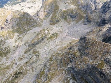 Aerial summer view of Rila Mountain around Lovnitsa peak, Bulgaria