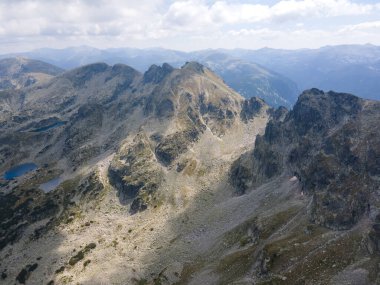 Aerial summer view of Rila Mountain around Lovnitsa peak, Bulgaria