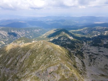 Aerial summer view of Rila Mountain around Lovnitsa peak, Bulgaria
