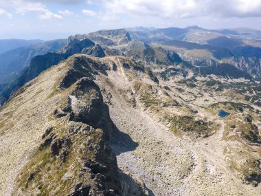 Aerial summer view of Rila Mountain around Lovnitsa peak, Bulgaria