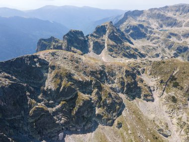 Aerial summer view of Rila Mountain around Lovnitsa peak, Bulgaria