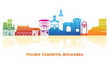 Colourfull Skyline panorama of city of Veliko Tarnovo, Bulgaria - vector illustration