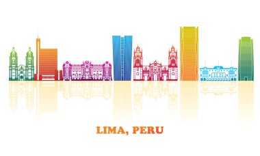 Colourfull Skyline panorama of city of Lima, Peru - vector illustration