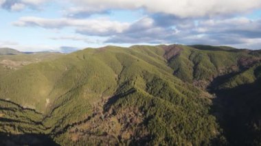 Amazing Aerial sunset view of Rhodopes mountain near village of Babyak, Blagoevgrad region, Bulgaria