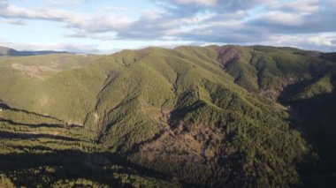 Amazing Aerial sunset view of Rhodopes mountain near village of Babyak, Blagoevgrad region, Bulgaria