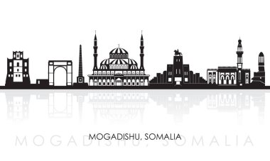 Somali, Mogadişu şehrinin siluet Skyline panoraması - vektör illüstrasyonu