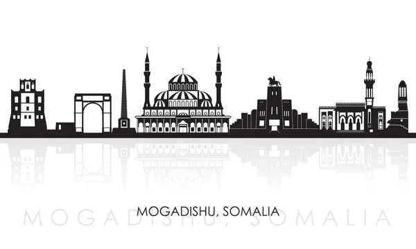 Siluet Skyline Panorama Kota Mogadishu Somalia Gambar Vektor - Stok Vektor