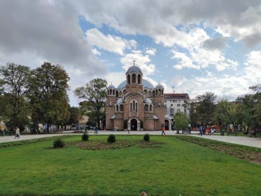 SOFYA, BULGARIA - 26 Eylül 2020: Bulgaristan 'ın Sofya kentinin şaşırtıcı Panoramik manzarası