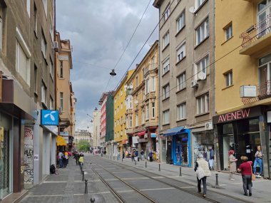 SOFYA, BULGARIA - 26 Eylül 2020: Bulgaristan 'ın Sofya kentinin şaşırtıcı Panoramik manzarası