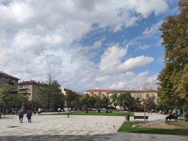 SOFYA, BULGARIA - 26 Eylül 2020: Bulgaristan 'ın Sofya kentinin şaşırtıcı Panoramik manzarası