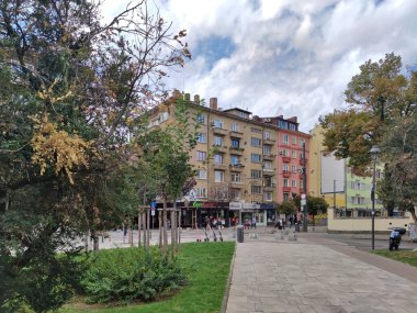 SOFYA, BULGARIA - 26 Eylül 2020: Bulgaristan 'ın Sofya kentinin şaşırtıcı Panoramik manzarası