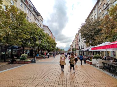 SOFYA, BULGARIA - 26 Eylül 2020: Bulgaristan 'ın Sofya kentinin şaşırtıcı Panoramik manzarası