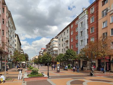 SOFYA, BULGARIA - 26 Eylül 2020: Bulgaristan 'ın Sofya kentinin şaşırtıcı Panoramik manzarası