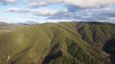 Amazing Aerial sunset view of Rhodopes mountain near village of Babyak, Blagoevgrad region, Bulgaria