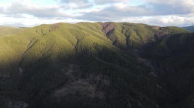 Amazing Aerial sunset view of Rhodopes mountain near village of Babyak, Blagoevgrad region, Bulgaria
