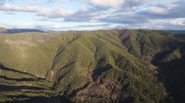 Amazing Aerial sunset view of Rhodopes mountain near village of Babyak, Blagoevgrad region, Bulgaria