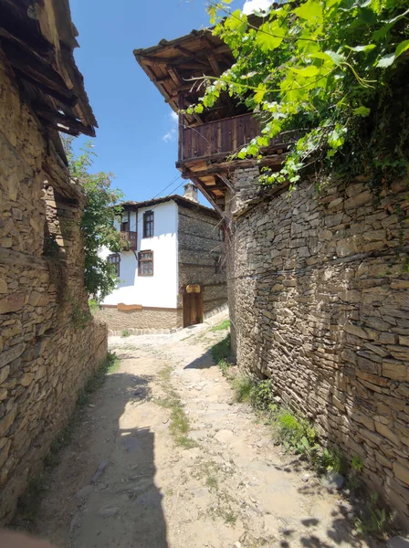 Pueblo Leshten Con Casas Auténticas Del Siglo Xix Región Blagoevgrad — Foto de Stock