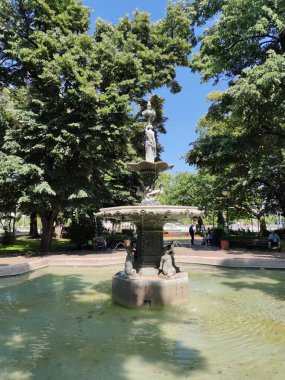 PLOVDIV, BULGARIA - 20 Temmuz 2020: Bulgaristan 'ın Plovdiv kentinin merkezinin şaşırtıcı panoramik manzarası