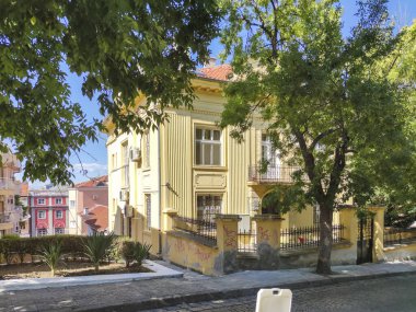 PLOVDIV, BULGARIA - 20 Temmuz 2020: Bulgaristan 'ın Plovdiv kentinin merkezinin şaşırtıcı panoramik manzarası