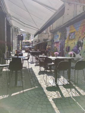 PLOVDIV, BULGARIA - 20 Temmuz 2020: Bulgaristan 'ın Plovdiv kentinin merkezinin şaşırtıcı panoramik manzarası